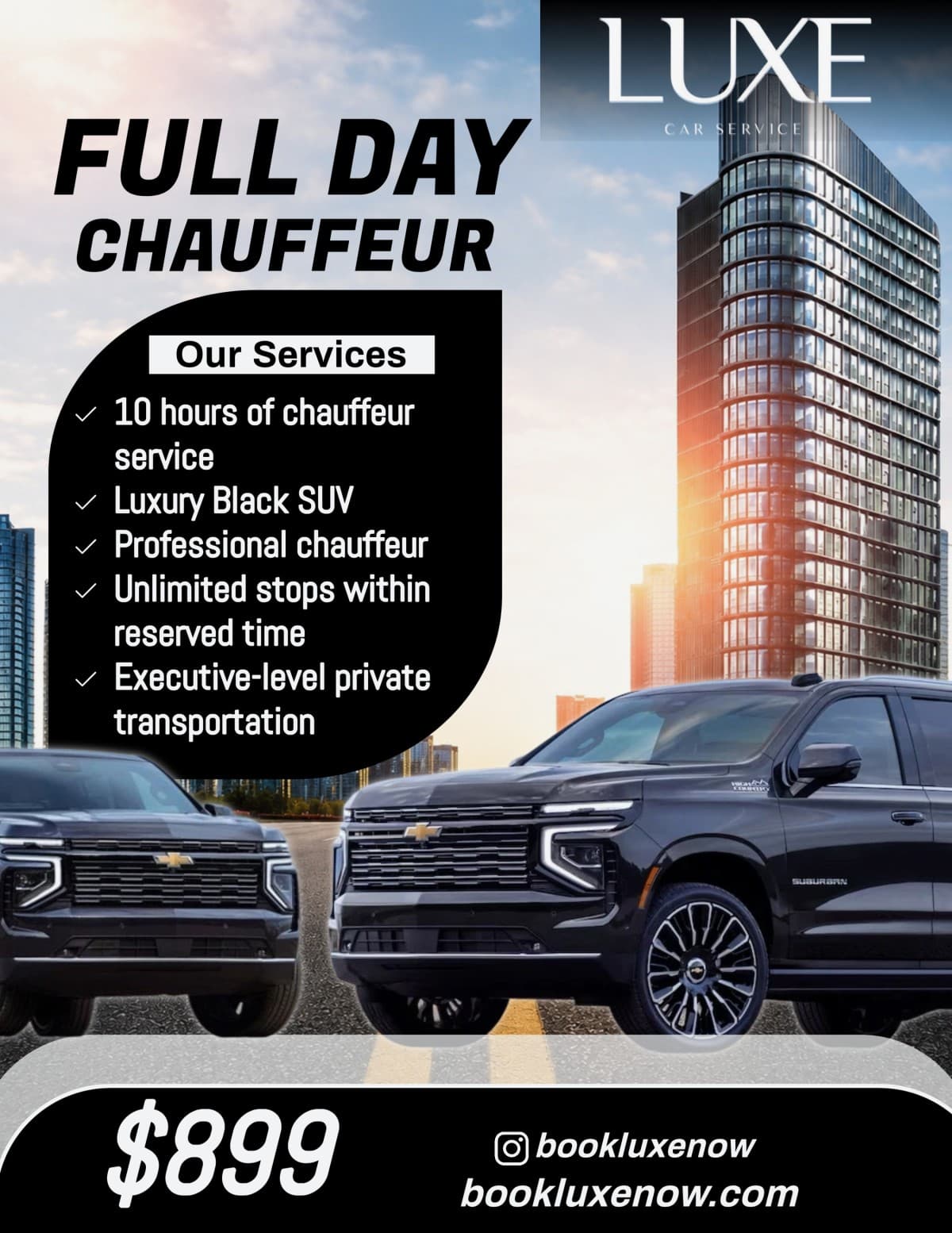 Luxe Car Service Launches Flat-Rate $899 Full-Day Chauffeur Package for Corporate Travel