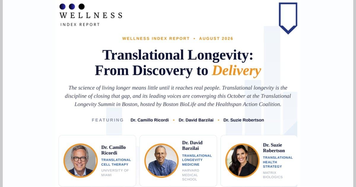 Translational Longevity Takes Center Stage as August Wellness Index Report Highlights Path from Lab to Life